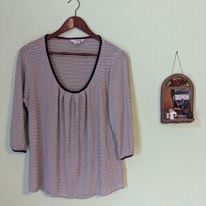 Boden Striped Scoop Neck 3/4th Sleeve top